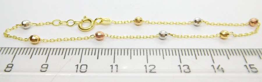 Klenoty Budín Dámský gravírovaný náramek ze žlutého, bílého a růžového zlata 585/1,20gr 18+1cm HK7081