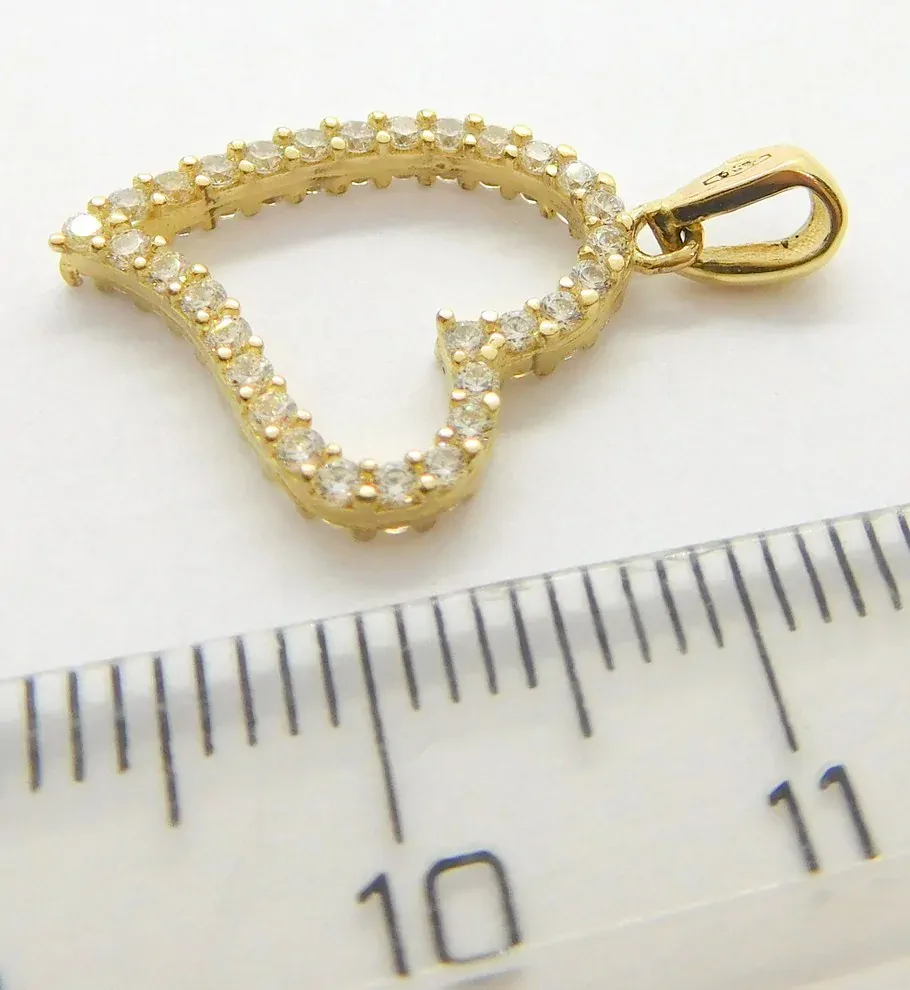 Klenoty Budín Dámský zlatý přívěsek se zirkony velké srdíčko 585/1,28gr H335