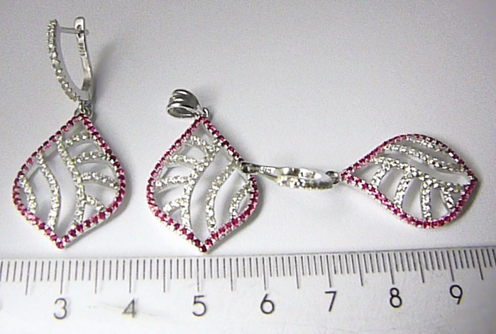 Klenoty Budín Mohutná stříbrná rhodium souprava posetá růžovými a čirými zirkony 03034440001