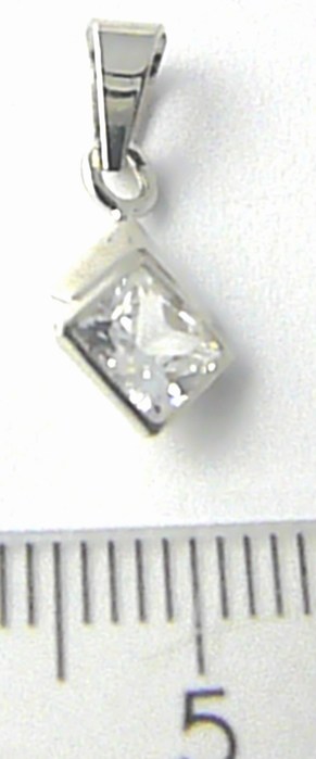 Klenoty Budín Zlatý přívěsek s velkým čtvercovým zirkonem z bílého zlata 585/0,63gr 346045010