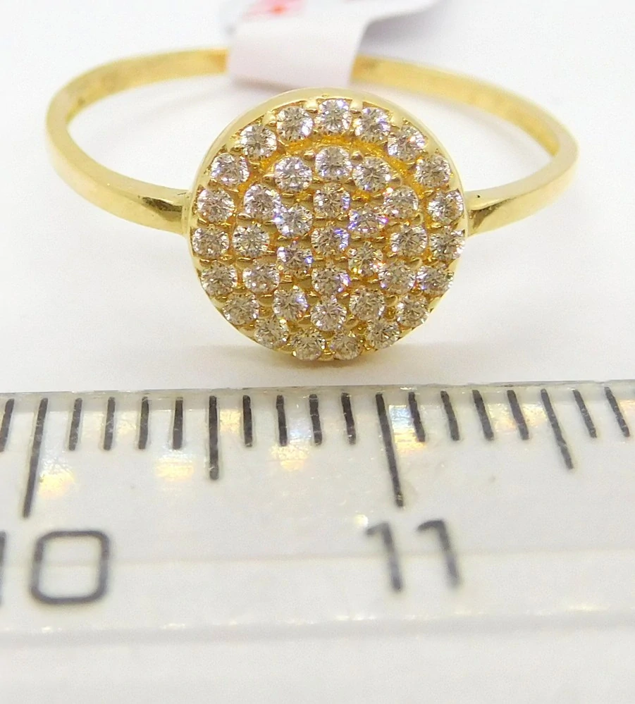 Klenoty Budín Dámský prsten ze žlutého zlata posetý mnoha zirkony 585/1,21gr vel. 56 HK1173