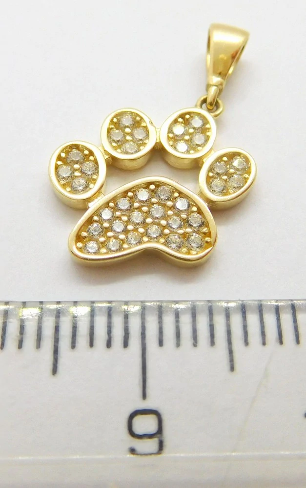 Klenoty Budín Dámský zlatý přívěsek se zirkony TLAPKA se zirkony 585/1,32gr HK3211