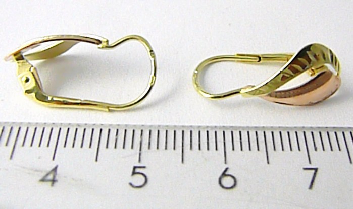 Klenoty Budín Velké dámské zlaté náušnice z dvojího zlata 585/1,65gr 231040856