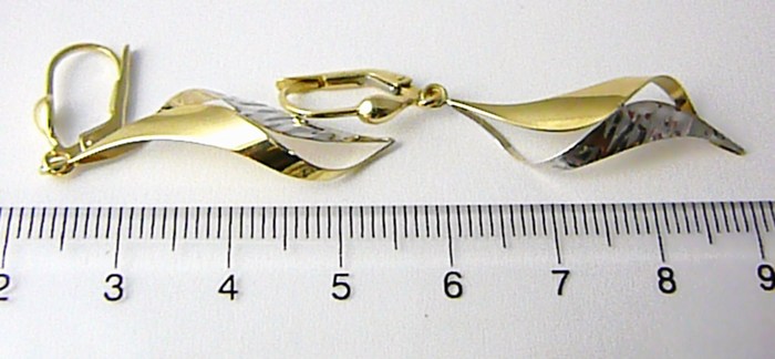 Klenoty Budín Dámské visací zlaté náušnice v kombinaci bílého a žlutého AU 585/2,25gr HK2076