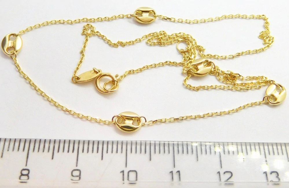 Klenoty Budín Dámský zlatý náhrdelník ze žlutého zlata kávové zrna 585/1,77gr 42+3cm HK4063