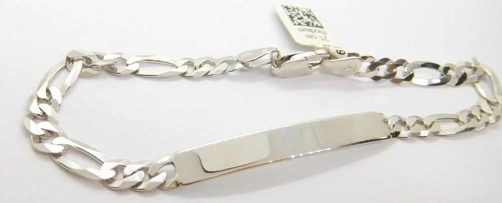 Klenoty Budín Pánský stříbrný náramek s destičkou ke gravírování 21cm 925/1000 6,67gr 030561000009