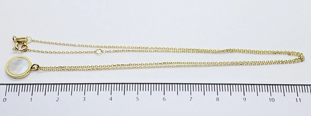 Klenoty Budín Dámský zlatý náhrdelník ze žlutého zlata s přívěskem s perletí 585/1,95gr 42+3cm HK4067