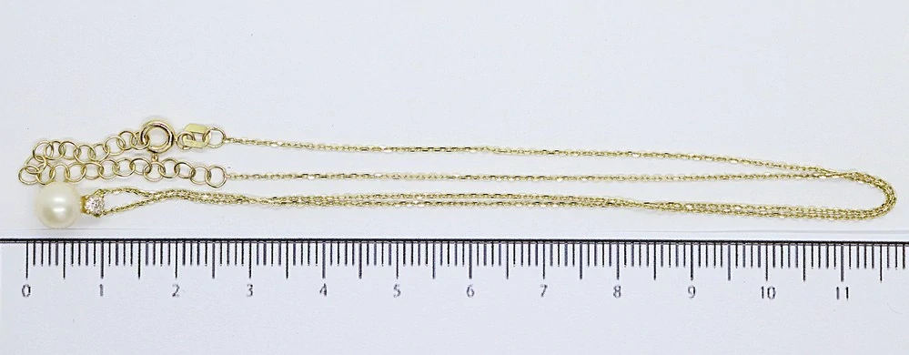 Klenoty Budín Dámský zlatý náhrdelník ze žlutého zlata se zirkonem a perlou 585/1,74gr 42+3cm H4065