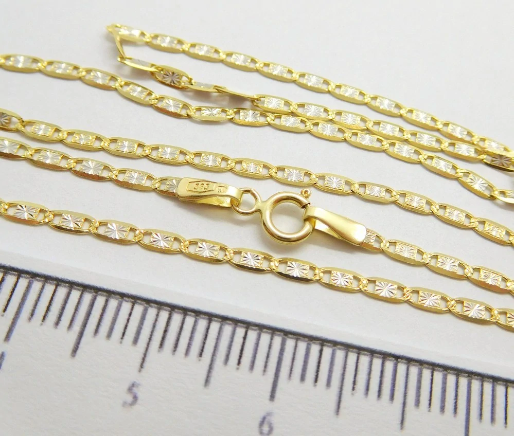 Klenoty Budín Dámský zlatý gravírovaný řetízek z bílého a žlutého zlata zrcátka 585/2,40gr 50cm HK6301