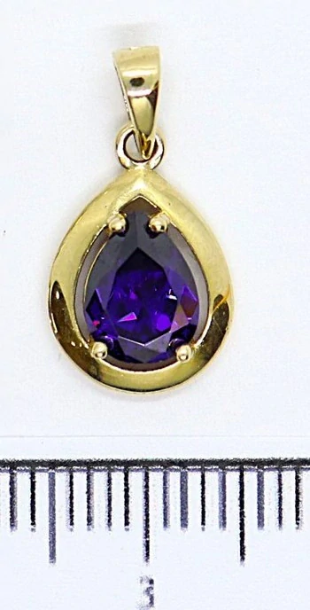 Klenoty Budín Dámský zlatý přívěsek s fialovým ametystem 585/1,09gr HK3256