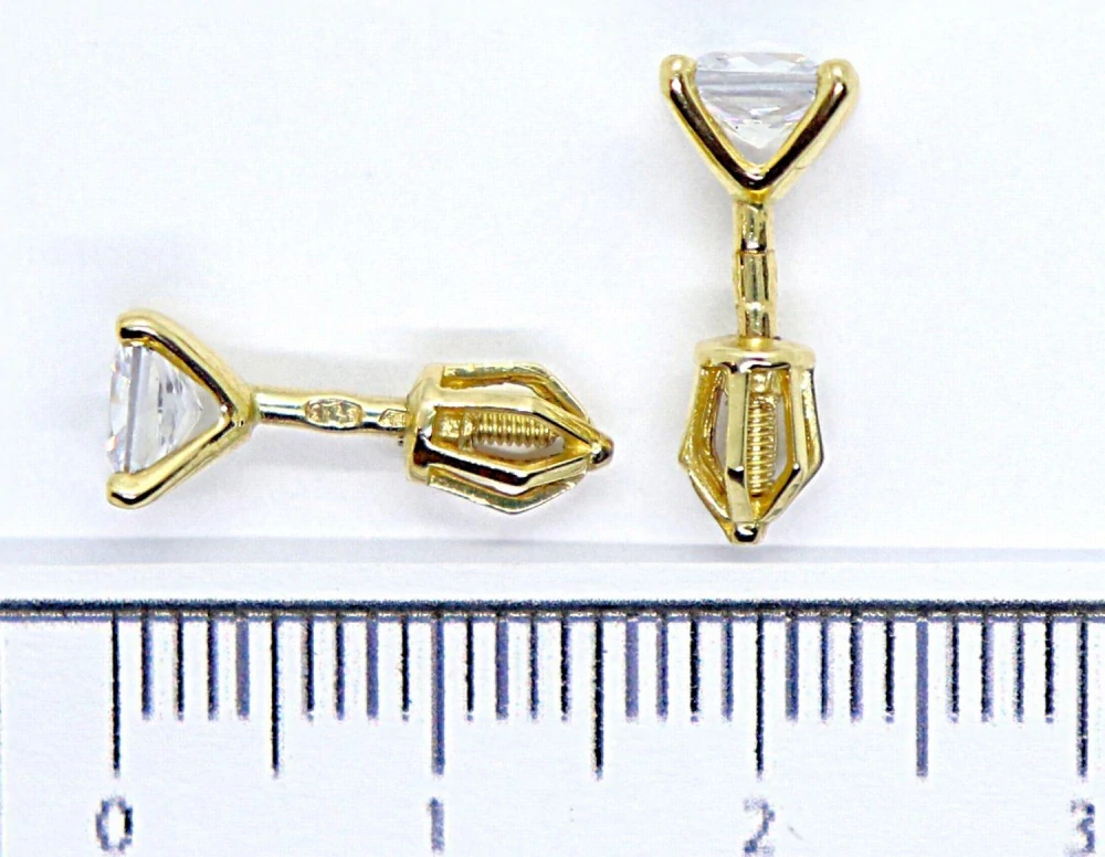 Klenoty Budín Dámské zlaté peckové náušnice se zirkony na šroubek 585/1,65gr HK2375