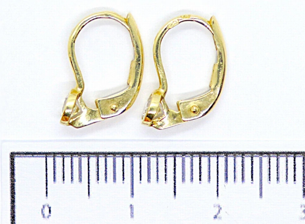 Klenoty Budín Dívčí klasické zlaté náušnice se zirkony na patent 585/1,25gr HK2384