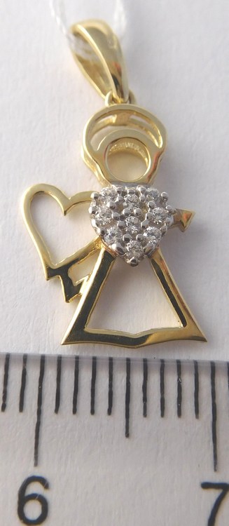 Klenoty Budín Zlatý přívěsek - zlatý andělíček se zirkony pro štěstí 585/0,93gr HK3194