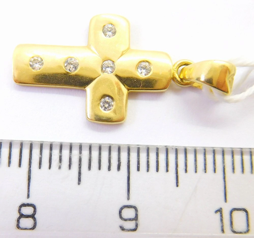 Klenoty Budín Dámský zlatý přívěsek se zirkony křížek 585/1,08gr HK3259