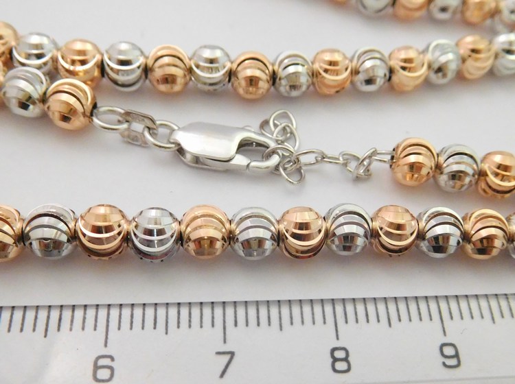 Mohutný stříbrný gravírovaný řetízek (kuličky) - bicolour 42+3cm 925/14,89gr 030882500003