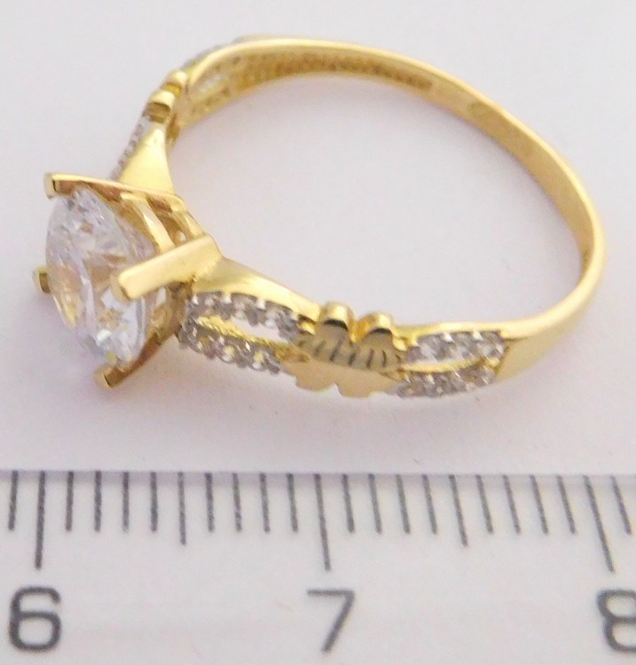 Klenoty Budín Krásný mohutný zásnubní zlatý prsten se zirkonem 585/1,97gr vel. 55 HK1039