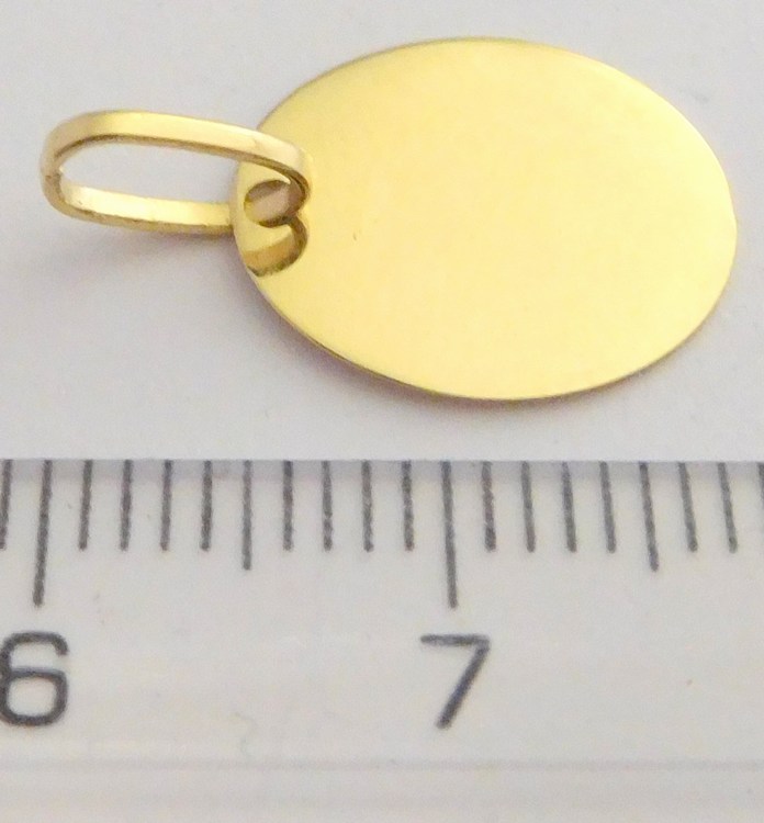 Klenoty Budín Zlatý přívěsek ze žlutého zlata - oválek k možné rytině 585/0,80gr HK3046