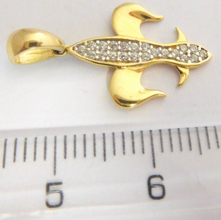 Klenoty Budín Zlatý přívěsek ze žlutého zlata se zirkony 585/0,94gr HK3041