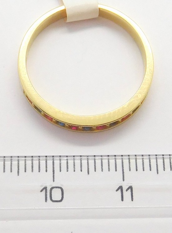 Klenoty Budín Dámský zlatý prstýnek se safíry a rubíny vel. 55 585/2,09gr HK1074