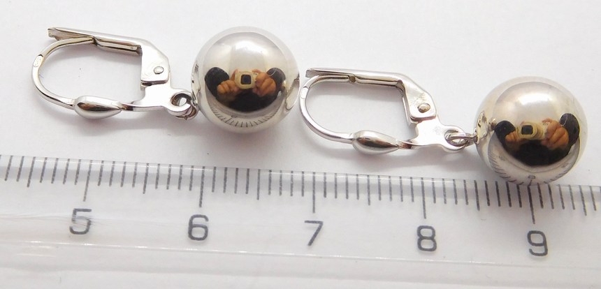 Klenoty Budín Mohutné dámské visací zlaté náušnice z bílého zlata - koule 585/3,00gr HK2090