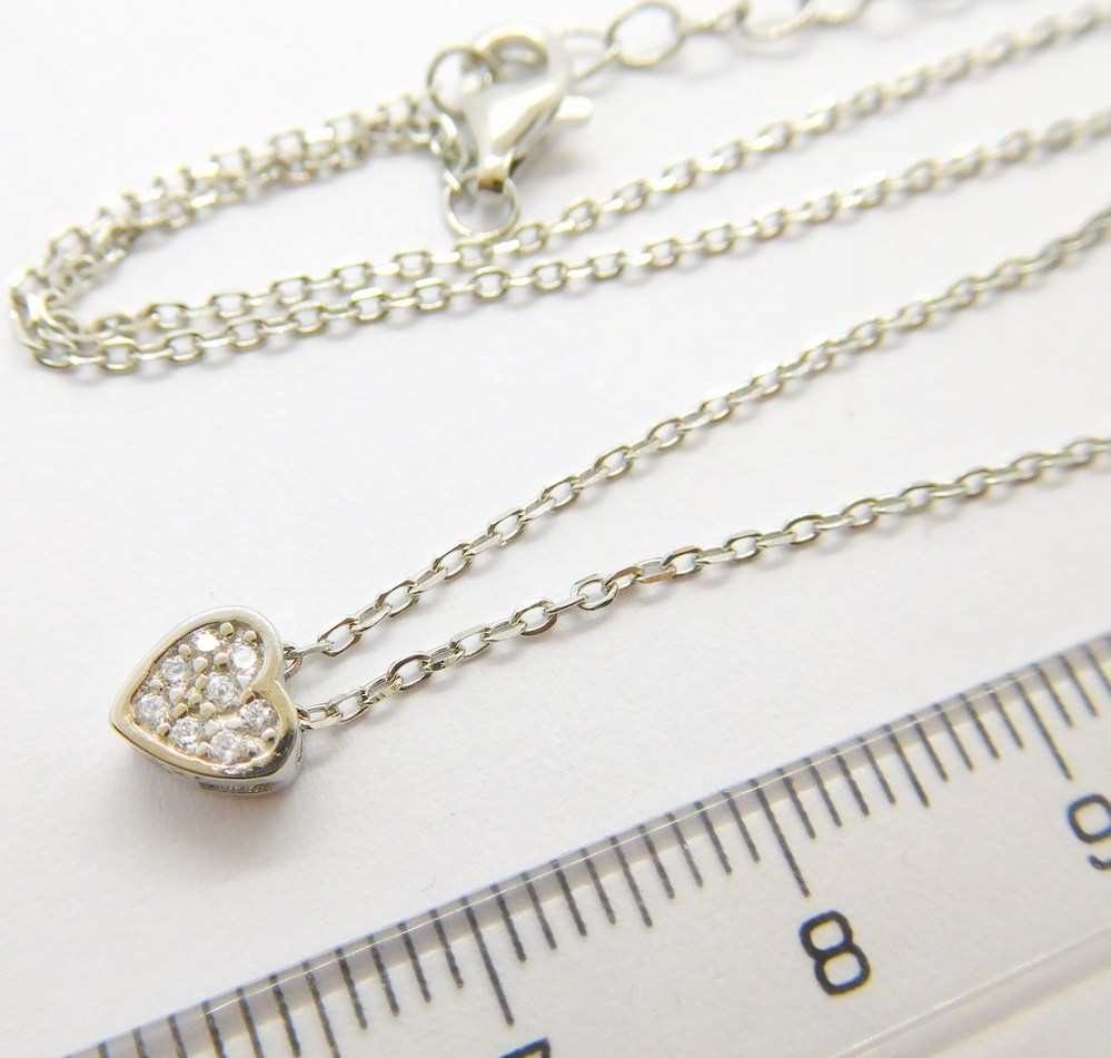 Klenoty Budín Dámský stříbrný náhrdelník se zirkony srdce 925/1000 40+5cm 030919800005