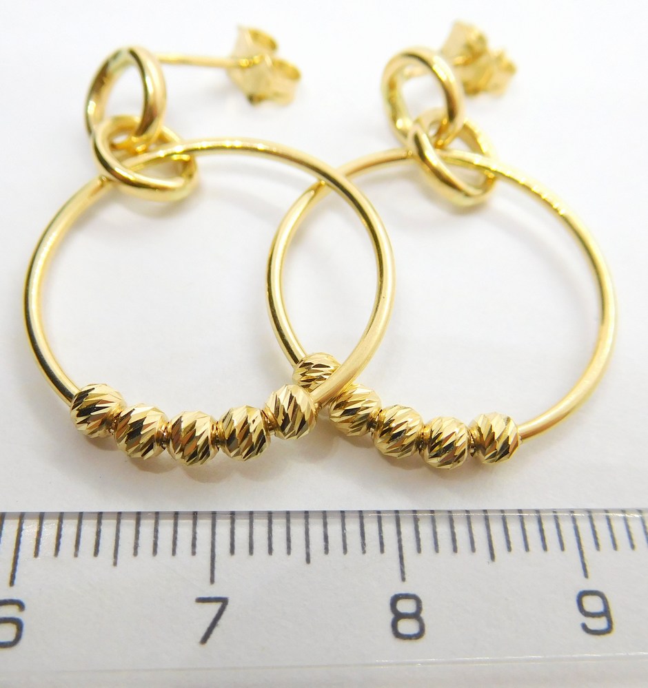 Klenoty Budín Dámské visací gravírované zlaté náušnice na puzetku 585/2,48gr HK2212