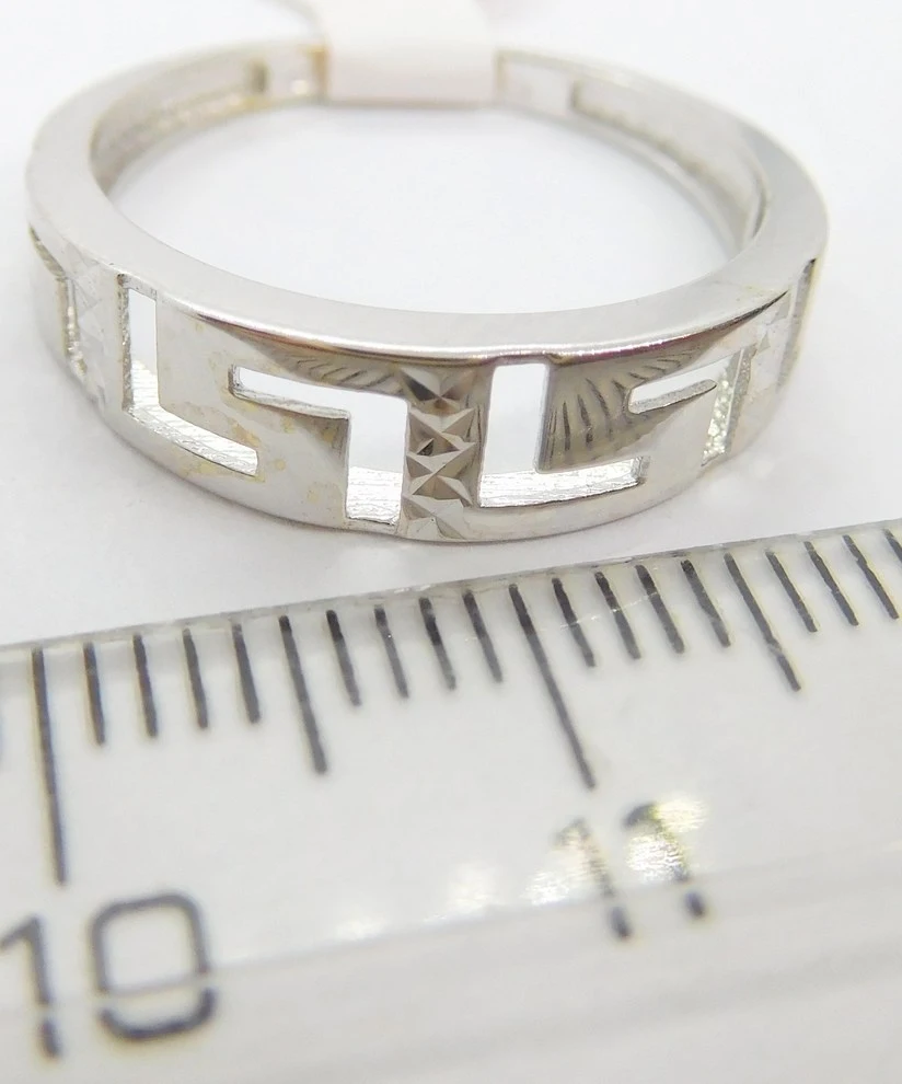 Klenoty Budín Dámský prsten z bílého zlata s gravírováním - řecký typ 585/1,69gr vel. 54 HK1149