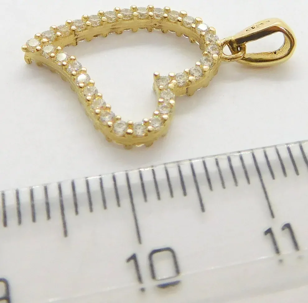 Klenoty Budín Dámský zlatý přívěsek se zirkony velké srdíčko 585/1,28gr H335