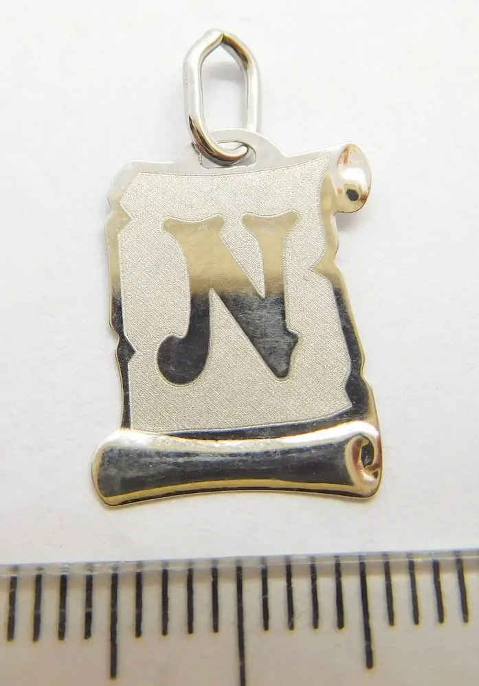 Klenoty Budín Zlatý přívěsek písmenko N v bílém zlatě na pergamenu 585/0,47gr GUPWN-17181