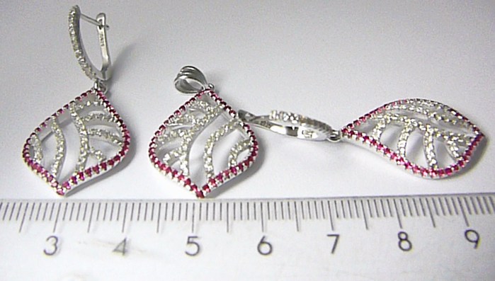 Klenoty Budín Mohutná stříbrná rhodium souprava posetá růžovými a čirými zirkony 03034440001