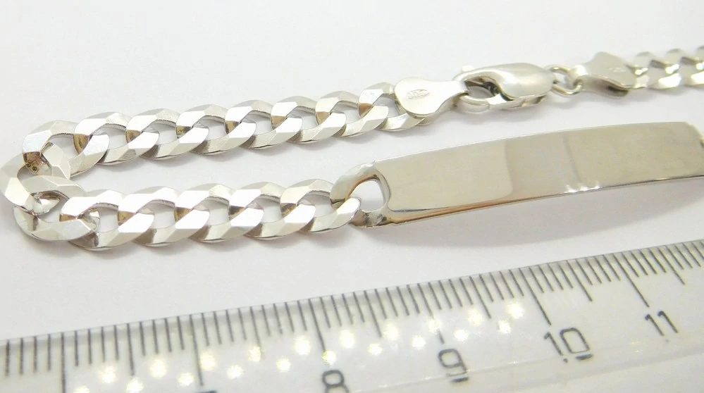 Klenoty Budín Mohutný pánský stříbrný náramek s destičkou ke gravírování 22cm 925/1000 9,07gr 030561600021