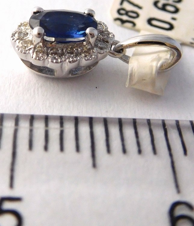 Luxusní diamantový přívěsek z bílého zlata s modrým safírem 585/0,65gr 3870320