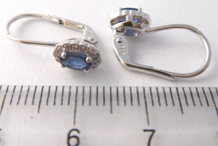 Luxusní diamantové náušnice z bílého zlata s modrými safíry 585/2,10gr 3880447