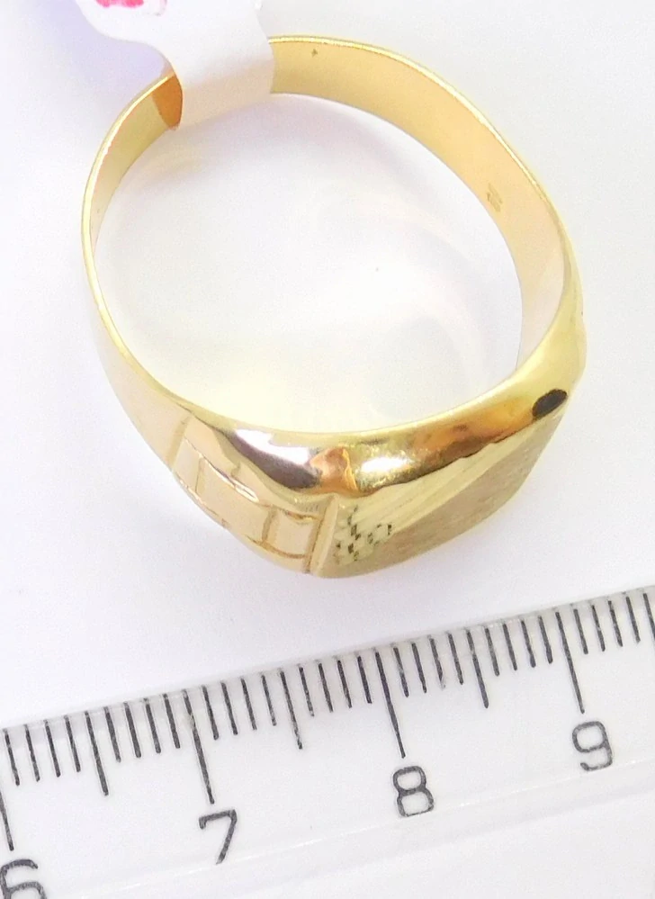 Klenoty Budín Pánský zlatý gravírovaný masivní prsten vel. 67 585/5,62gr HK1264