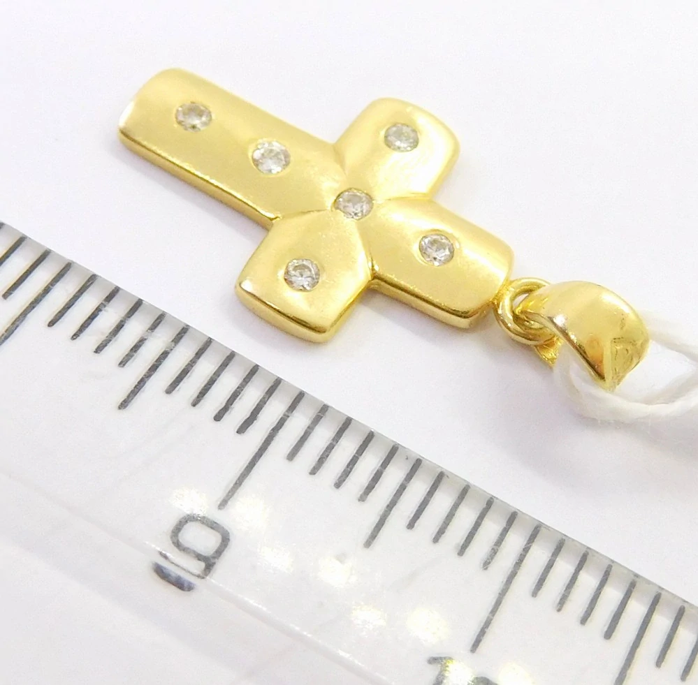 Klenoty Budín Dámský zlatý přívěsek se zirkony křížek 585/1,08gr HK3259