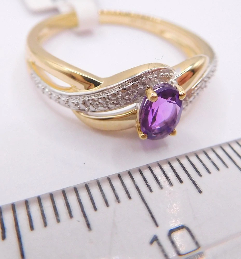 Klenoty Budín Dámský diamantový prsten ze žlutého zlata s fialovým přírodním ametystem 0,410CT vel. 60 585/3,57gr 3811741