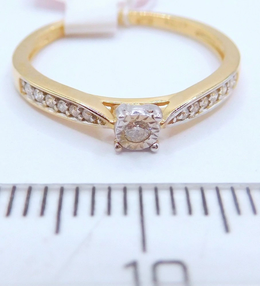 Klenoty Budín Zásnubní diamantový prsten ze žlutého zlata 585/1,43gr 13ks 0,09ct vel. 53 HKD53