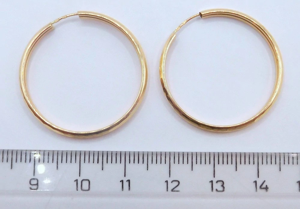 Klenoty Budín Dámské velké gravírované zlaté kruhy o průměru 30mm 585/1,85gr HK2468