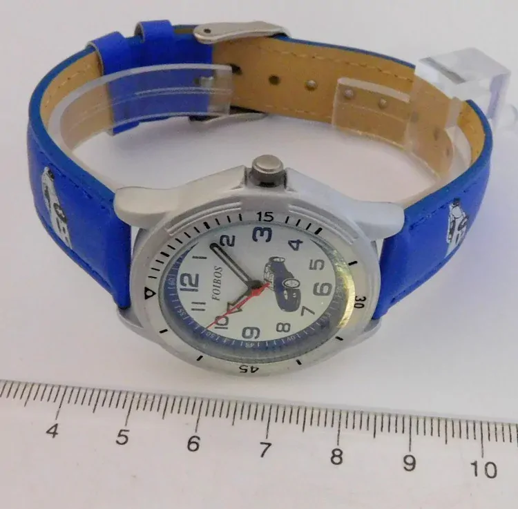Foibos Chlapecké modré hodinky Foibos CK3380.2 s autem - závoďákem