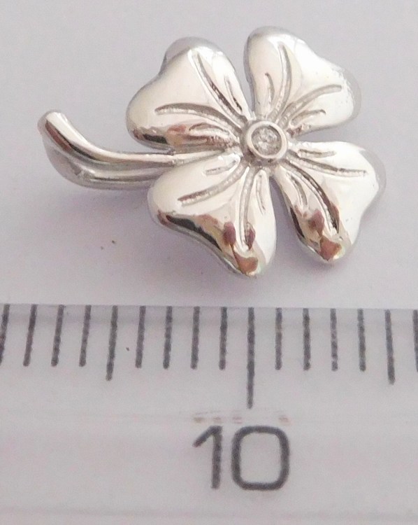 Klenoty Budín Diamantový zlatý přívěsek s diamantem - čtyřlístek pro štěstí 0,007ct 585/0,80gr J-33846-20