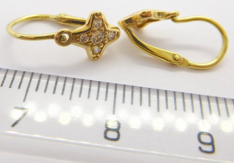 Klenoty Budín Dětské zlaté náušnice ze žlutého zlata se zirkony 585/1,00gr 4030049