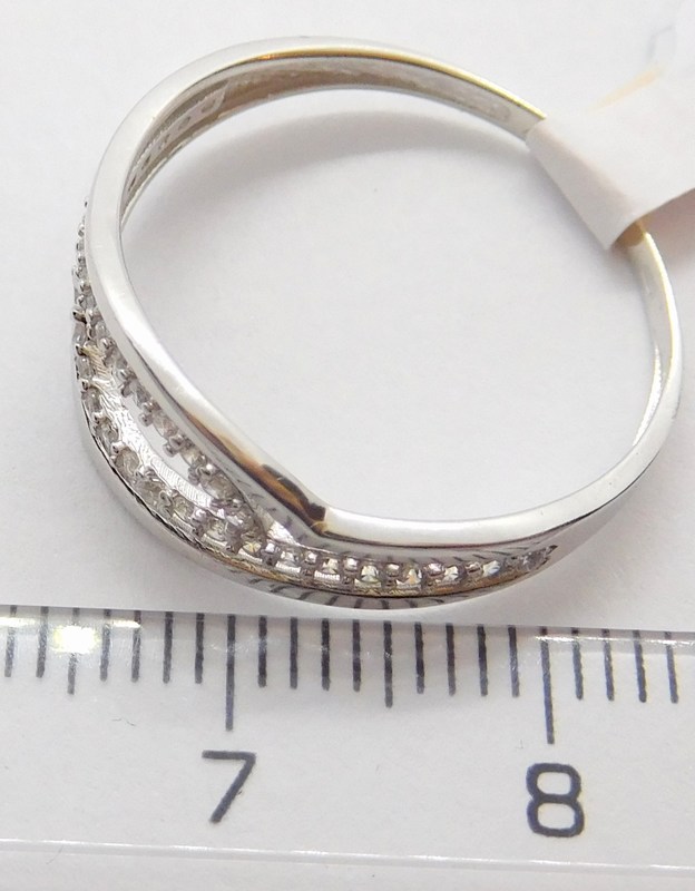 Klenoty Budín Dámský zlatý prsten z bílého zlata se zirkony 585/1,52gr vel. 54 H704