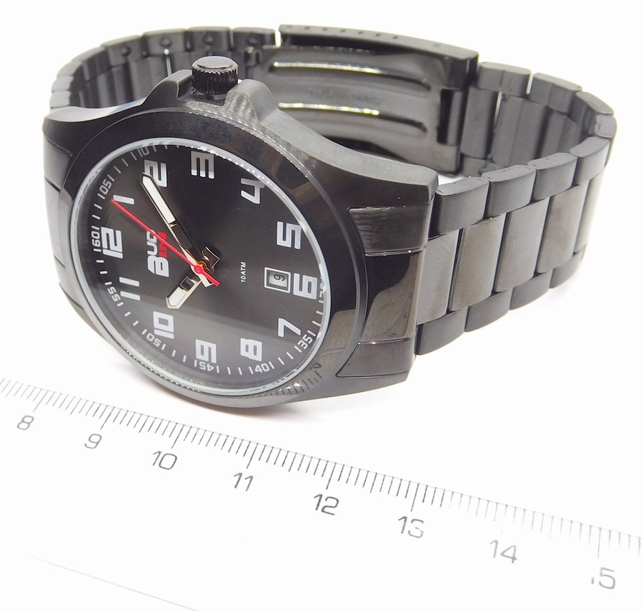 Klenoty Budín Pánské černé čitelné ocelové vodotěsné hodinky BUD-IN steel B2114