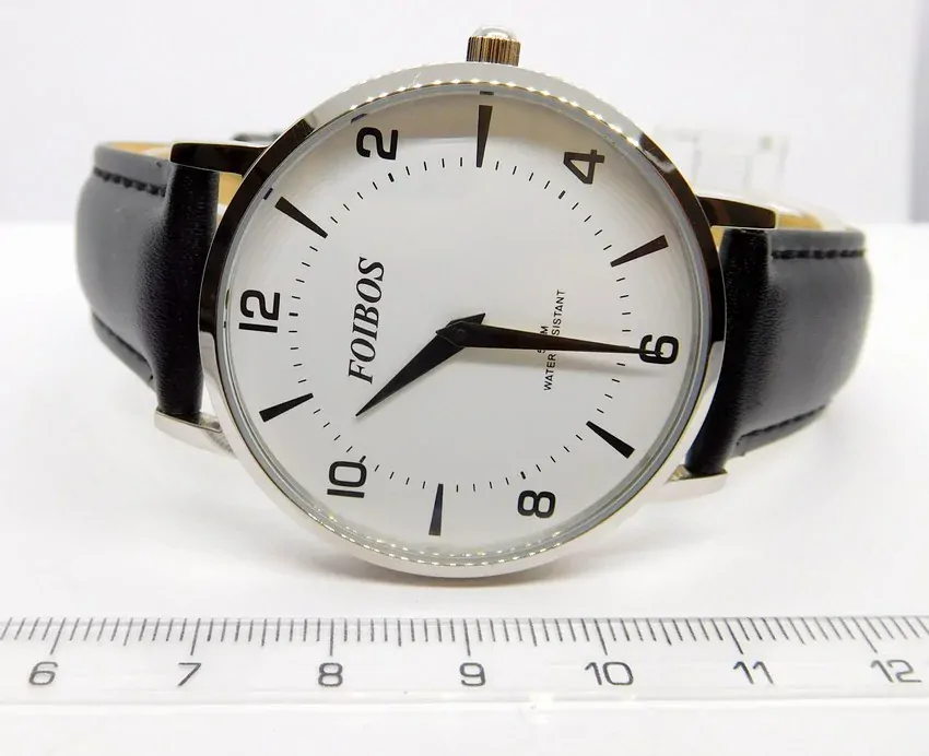 Foibos Pánské elegantní černé ocelové voděodolné hodinky Foibos CK1647.1 - 5ATM