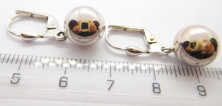 Klenoty Budín Mohutné dámské visací zlaté náušnice z bílého zlata - koule 585/3,00gr HK2090