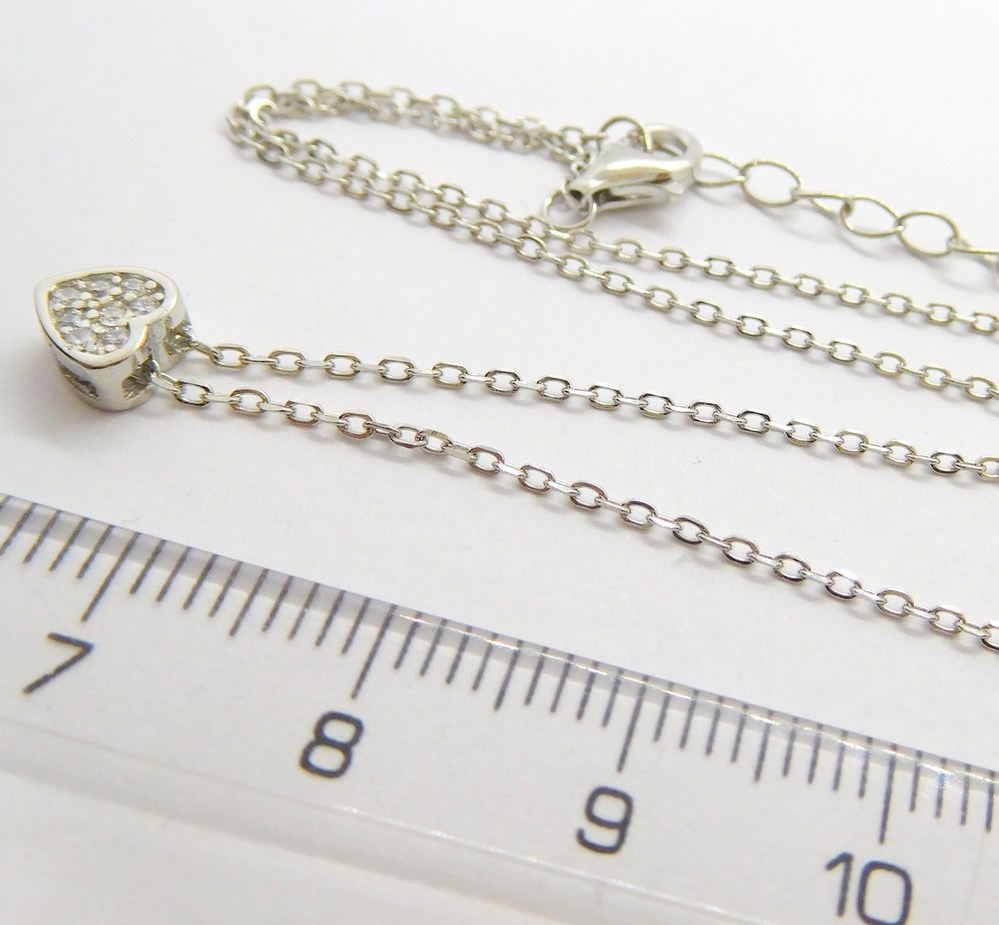 Klenoty Budín Dámský stříbrný náhrdelník se zirkony srdce 925/1000 40+5cm 030919800005