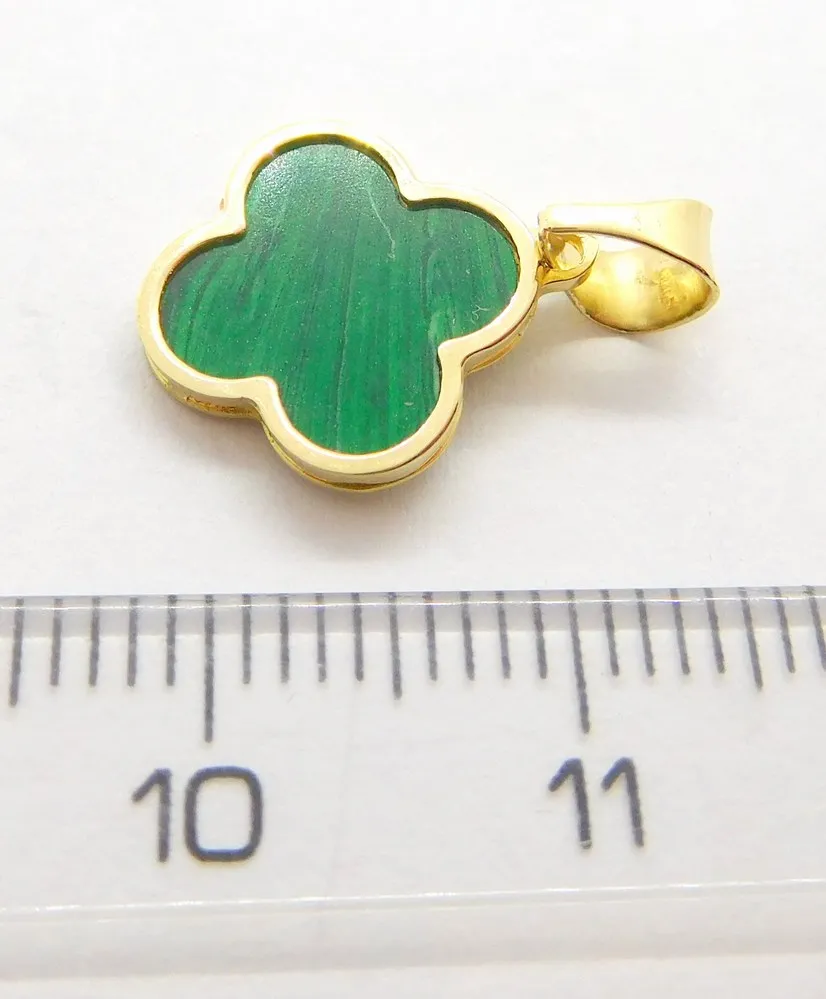 Klenoty Budín Dámský zlatý přívěsek se zeleným smaltem čtyřlístek 585/0,52gr HK3129