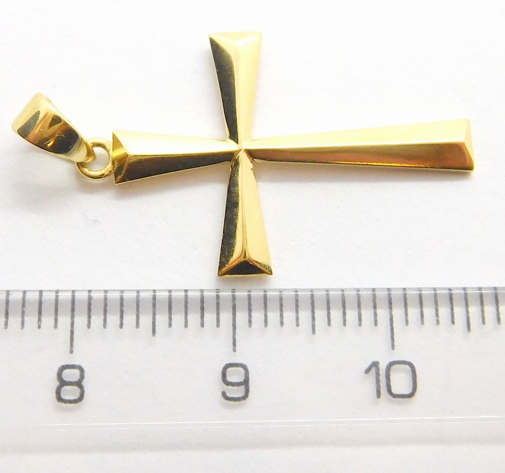 Klenoty Budín Dámský hladký zlatý přívěsek - křížek 585/1,02gr HK3156