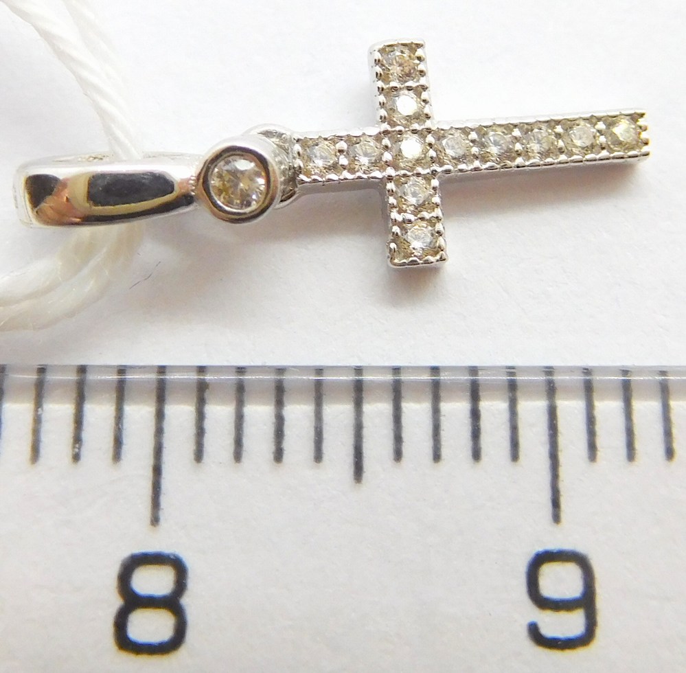 Klenoty Budín Dámský zlatý přívěsek křížek se zirkony v bílém zlatě 585/0,51gr GUPWB-35441