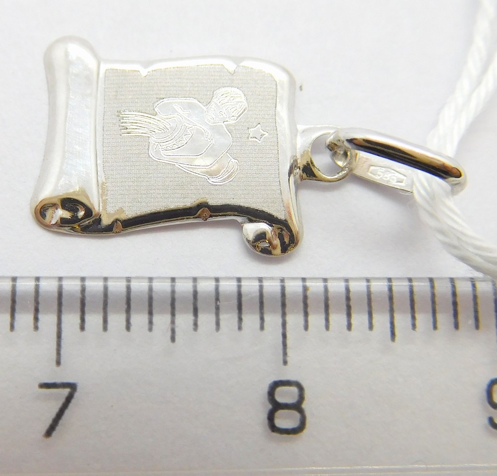 Klenoty Budín Zlatý přívěsek na pergamenu s gravírováním v bílém zlatě - znamení VODNÁŘ 585/0,38gr GUPWN-43121